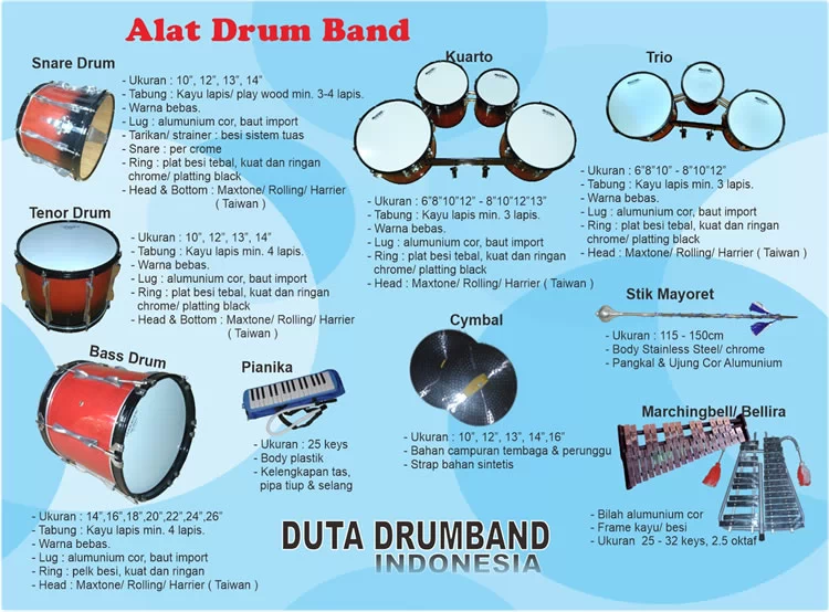 spesifikasi alat drumband